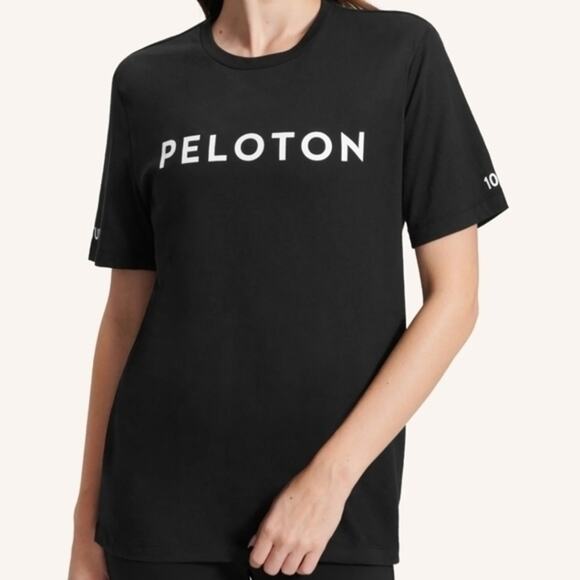 Peloton Century Club 100 Black Short Sleeve Cycling Athletic Shirt Size Medium - Picture 1 of 7